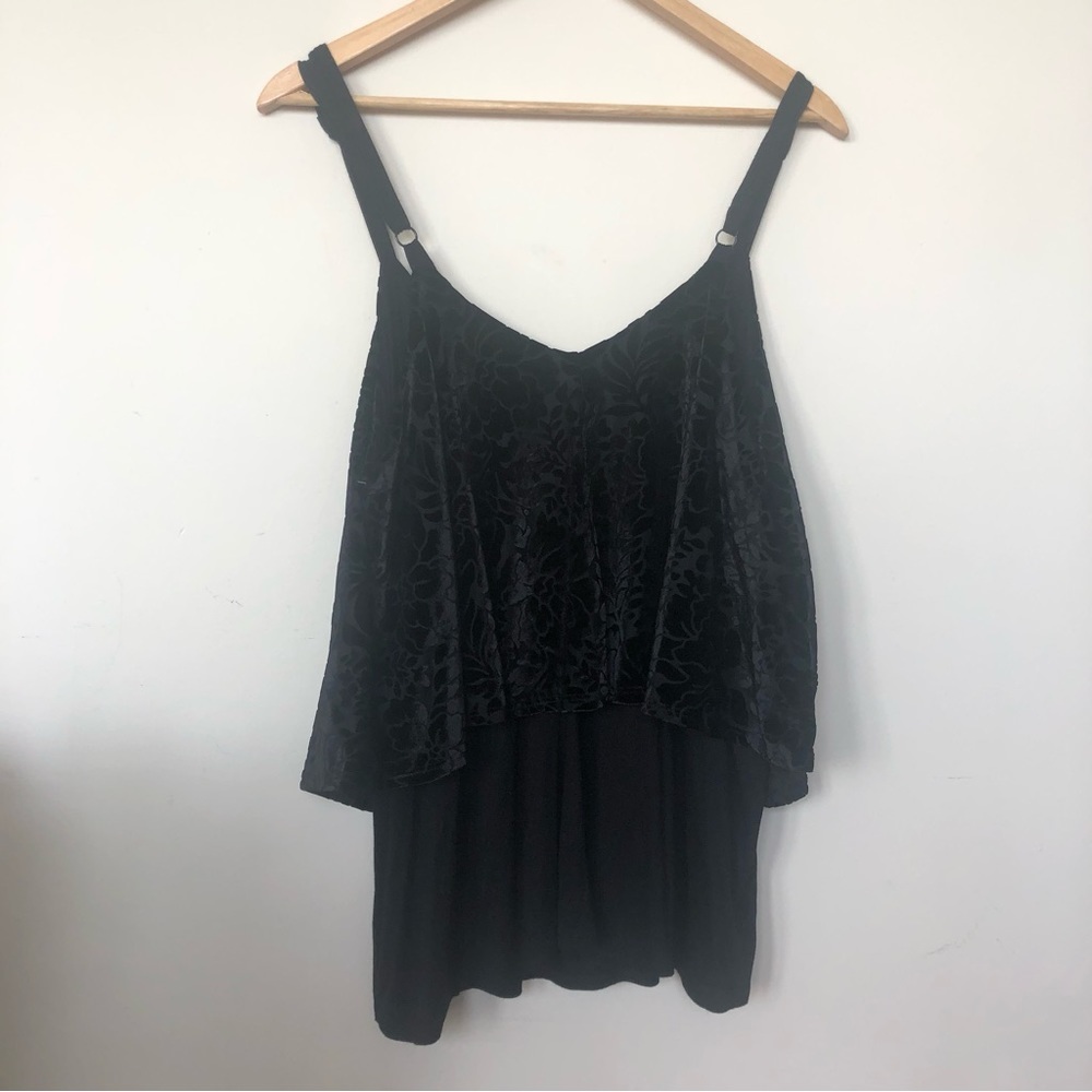 Torrid Velvet Burnout Style Floral Print Tiered Flowy Tank Top Size 2X - Picture 6 of 8
